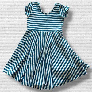 Eleanor Rose Blue Stripe Annie Short-Sleeve Twirl Dress | Girl's 6-7